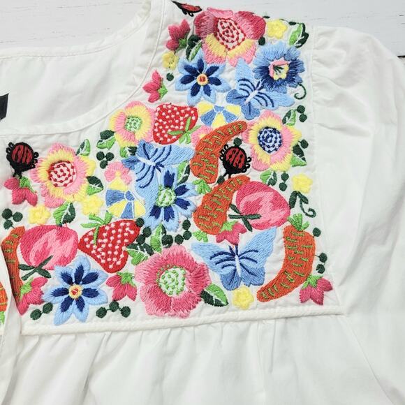 J. Crew Cotton Poplin Tunic Dress Farmer's Market Embroidery White Floral Small - Picture 6 of 13